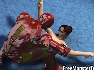 Foxy 3D brunette sweetheart receives fucked by Steel Man