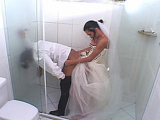 Sexually excited shemale bride stuffing her rod up groom