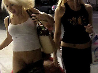 2 Cute Angels shopping at the ninety nine cent store are being stocked by a pair of creepsters. One Time they go out side one of the dudes runs up and pulls the blond's pants down. Is there grass on the field?